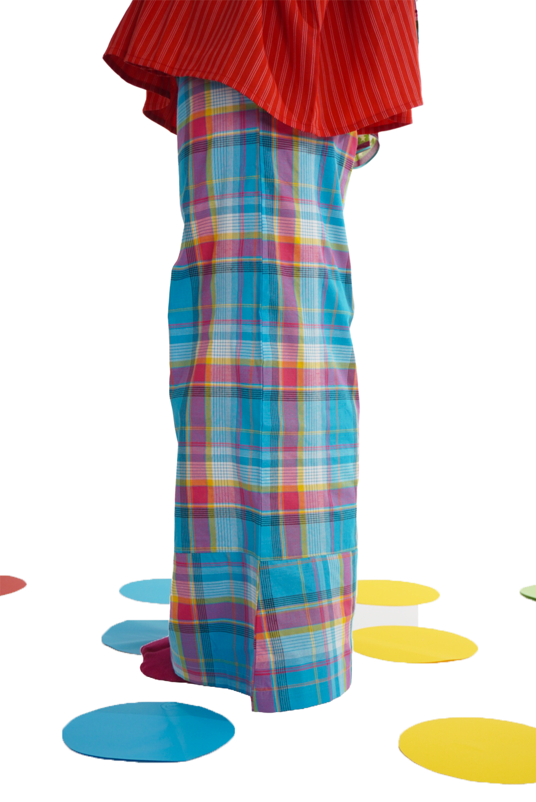 [Petite] Blue Gingham : Wide Pants