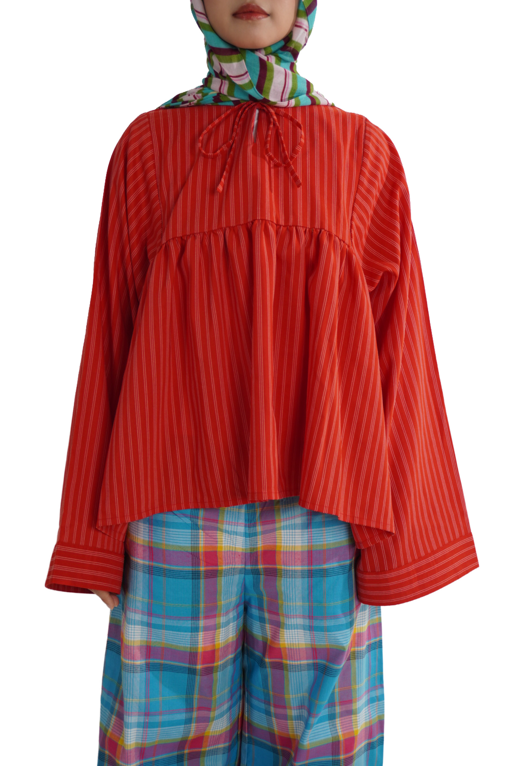 Red Pinstripe : The RYSA Blouse