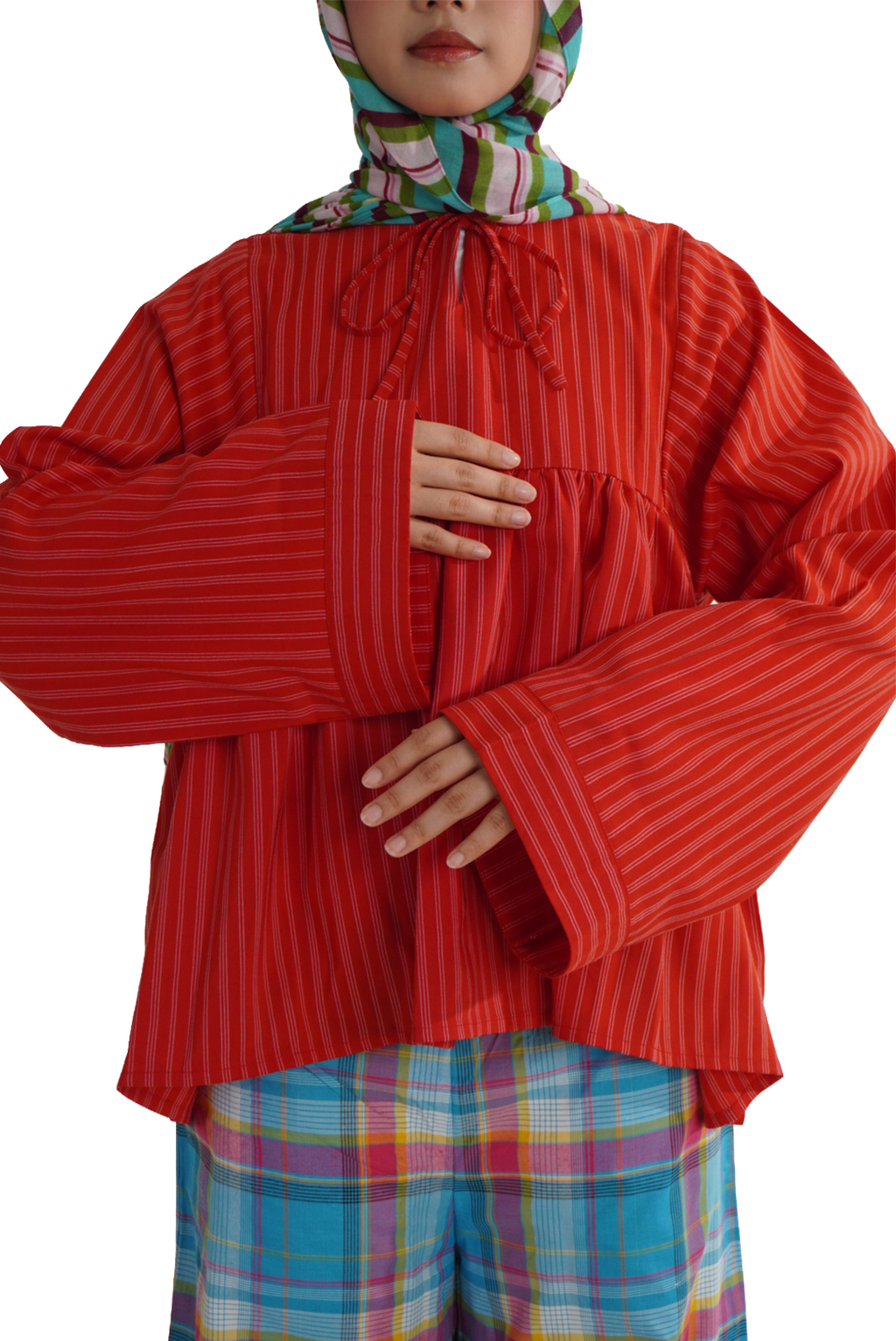 Red Pinstripe : The RYSA Blouse