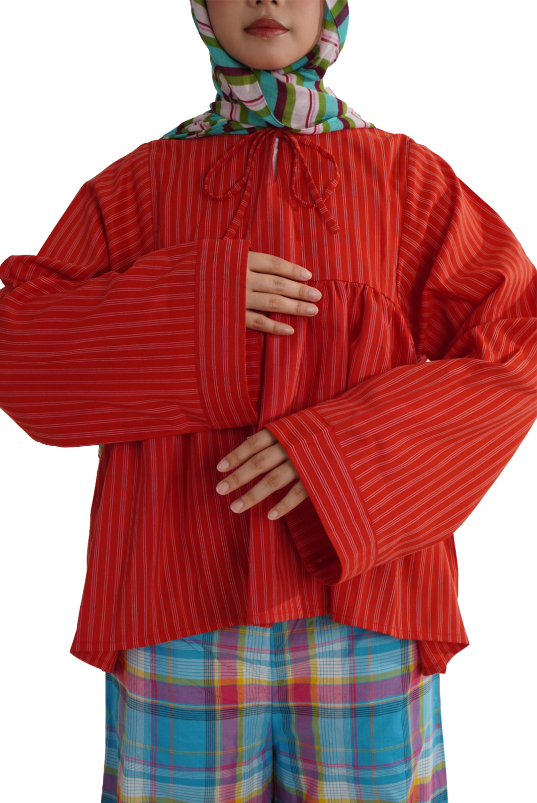 Red Pinstripe : The RYSA Blouse
