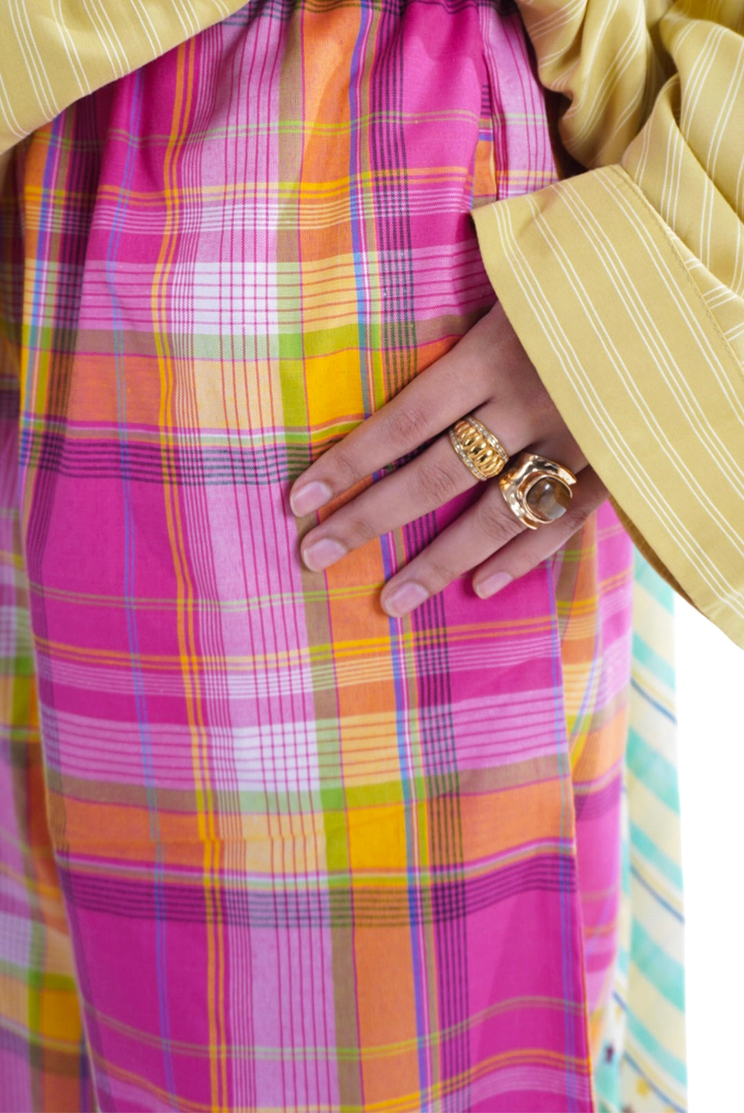 [Petite] Pink Gingham : Wide Pants